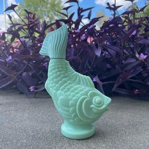 Vintage Avon Bottle of “Exclusive Foaming Bath Oil”—Jadite-Green Koi Fish